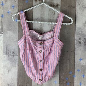 NWT Ultra Flirt pink and blue striped crop top size Small